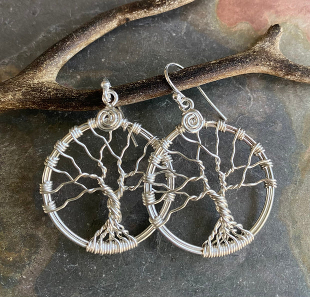 Sterling Silver Tree of Life Earrings, Leafless Tree Earrings,Wire Wrapped Tree of Life Earrings, ,Tree of Life Jewelry, Silver Earrings