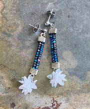 Snowflake Ball Earrings, Snowflake  Earrings, Glittering Swarovski Earrings, Statement Earrings, Fancy Party Earrings, Holiday Earrings