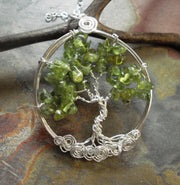 Tree of life Necklace, Peridot Tree of Life Necklace in Sterling Silver, Christmas Tree of Life