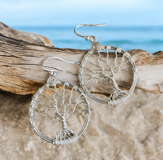 Sterling Silver Tree of Life Earrings, Leafless Tree Earrings,Wire Wrapped Tree of Life Earrings, ,Tree of Life Jewelry, Silver Earrings