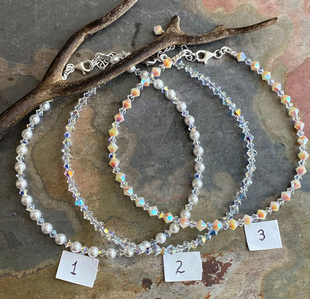 Swarovski Crystal Anklet/Bracelet, Swarovski Crystal Bracelets in  Sterling Silver, Crystal Bracelet, Crystal Anklets, Bridal Bracelet