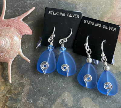 Sea Glass Earrings,Light Blue Sea Glass Earrings in STERLING SILVER, Beach Glass Jewelry, Sea glass Dangling Earrings,Beach Wedding Jewelry