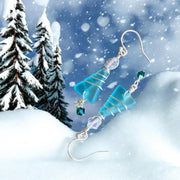 Holiday Dangle Earrings, Ready Ship in ONE day, Sea Glass Christmas Tree Earrings, Beach Glass Christmas Tree Earrings, Sea Glass Jewelry,