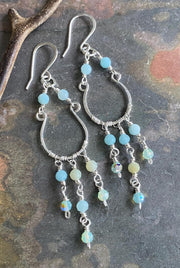 Chandelier Amazonite Earring for Wedding Formal Jewelry Boho Style Statement Piece Wire Wrapped Dangle Beach Set,