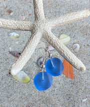 Beach Glass Jewelry, Blue Sea Glass  Necklace and Earrings in Sterling Silver, Blue SeaGlass Necklace, Summer Sea Glass Jewelry SET,