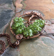Peridot Tree of Life Necklace, August Birthtone Tree of Life Necklace,Wire Wrapped Tree of life Necklace,Tree of life necklace gifts for mom