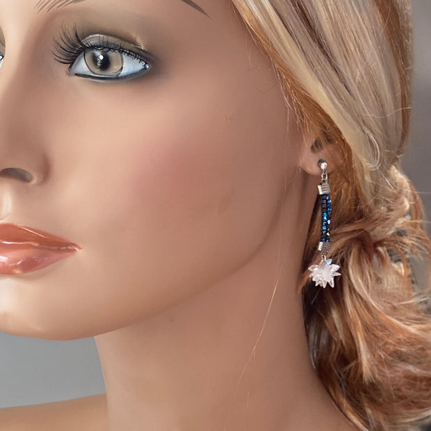 Snowflake Ball Earrings, Snowflake  Earrings, Glittering Swarovski Earrings, Statement Earrings, Fancy Party Earrings, Holiday Earrings