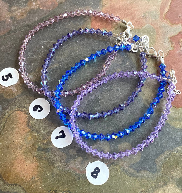 Crystal Bracelets, Swarovski Crystal Anklet/Bracelets in Sterling Silver, April Birthstone, Wedding/Bridesmaid Crystal Bracelets,