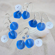Blue Sea Beach Glass Earrings in Sterling Silver Earwires, Blue Sea Glass Earrings, Beach Weddings, Blue earrings-You Pick Your Favorite