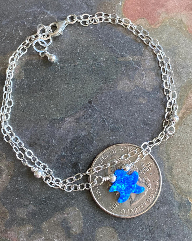 Sterling Silver Starfish Anklet ,Beach Style Summer Jewelry, Beach  Summer Vibes Ocean Theme Starfish Design Bracelet, Custom Length Chain Available