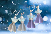 Angel dangling earrings, Sea Glass Angel Guardian Earrings