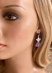 Angel dangling earrings, Sea Glass Angel Guardian Earrings