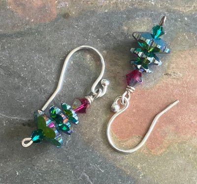 Christmas Tree Earrings, Holiday Jewelry Gift Idea Christmas, Crystal Swarovski Design Elegant Christmas Sparkling earrings Holiday Earrings