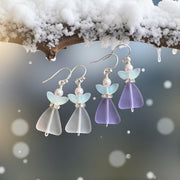 Angel dangling earrings, Sea Glass Angel Guardian Earrings