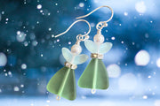 Angel dangling earrings, Sea Glass Angel Guardian Earrings