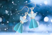 Angel dangling earrings, Sea Glass Angel Guardian Earrings