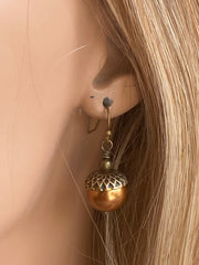 Acorn Copper Brass Necklace and Earring Set-Fall/Autumn jewelry, Bridal/Bridesmaid Necklace and Earrings