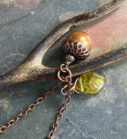 Copper Pearl Acorn Necklace, Autumn Acorn Jewelry Thanksgiving Gift,  Harvest Thanksgiving Jewelry, Fall Wedding Jewelry (Copy)
