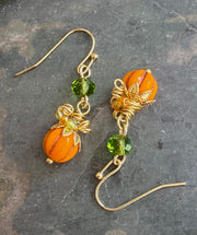 Pumpkin Earrings, Orange Pumpkin Crystal Earrings, Fall/Autumn Harvest Earrings,