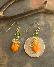 Pumpkin Earrings, Orange Pumpkin Crystal Earrings, Fall/Autumn Harvest Earrings,