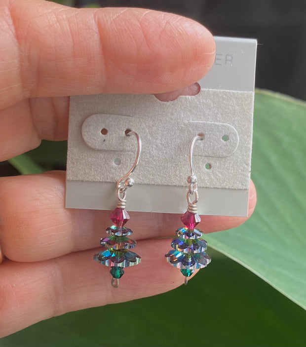 Christmas Tree Earrings, Holiday Jewelry Gift Idea Christmas, Crystal Swarovski Design Elegant Christmas Sparkling earrings Holiday Earrings