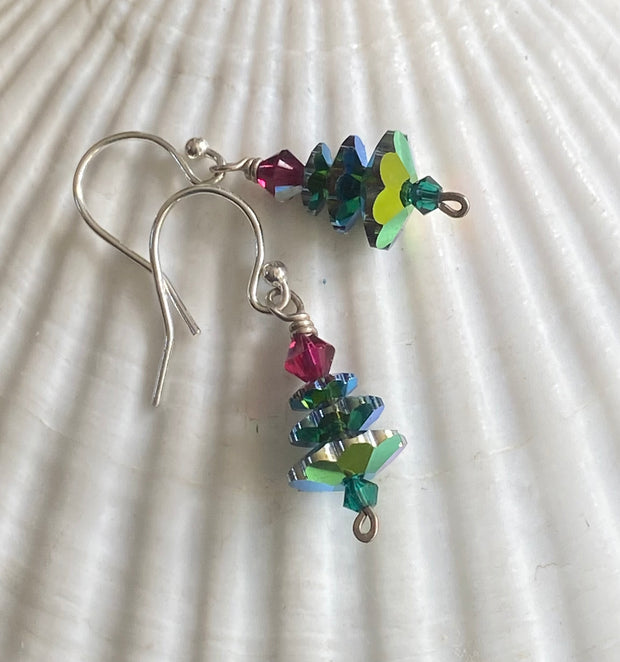 Christmas Tree Earrings, Holiday Jewelry Gift Idea Christmas, Crystal Swarovski Design Elegant Christmas Sparkling earrings Holiday Earrings