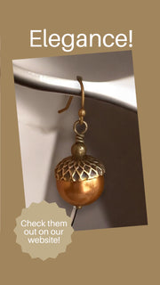 Acorn Copper Brass Necklace and Earring Set-Fall/Autumn jewelry, Bridal/Bridesmaid Necklace and Earrings