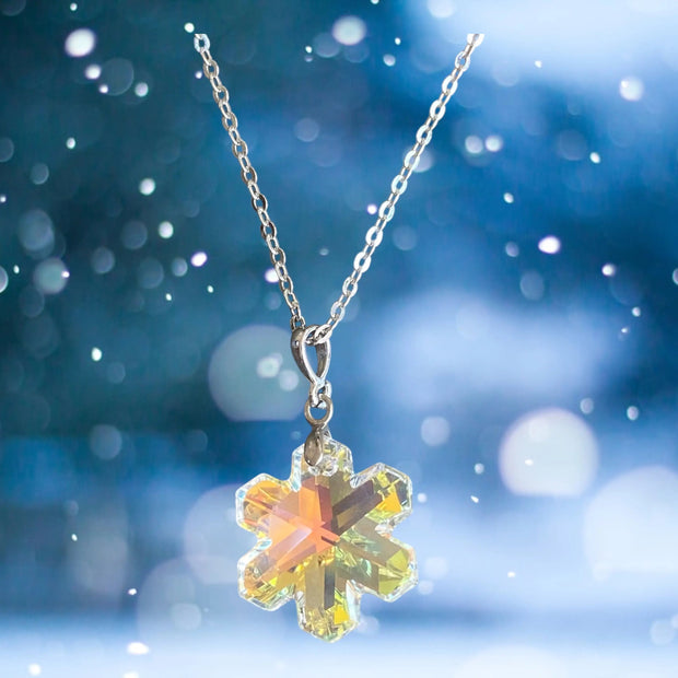 Snowflake Swarovski Crystal Pendant Necklace, Holiday Jewelry, Christmas Gift Idea, Sparkly Crystal Necklace Sunny Sea Glass Jewelry