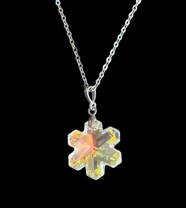 Snowflake Swarovski Crystal Pendant Necklace, Holiday Jewelry, Christmas Gift Idea, Sparkly Crystal Necklace Sunny Sea Glass Jewelry