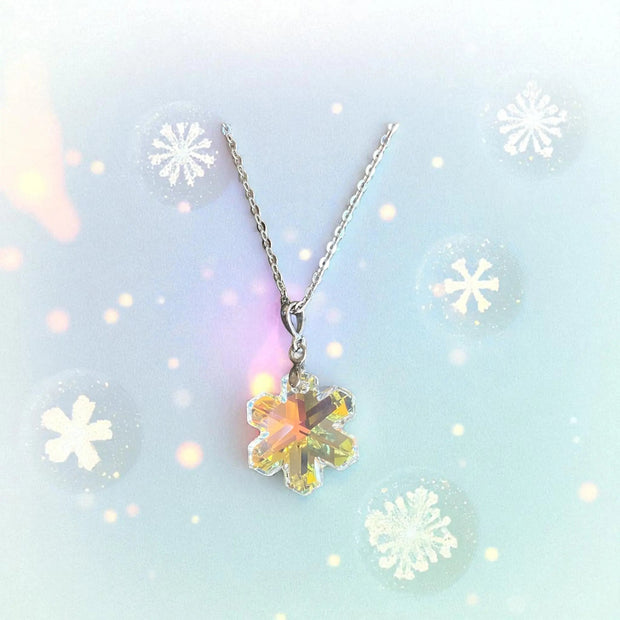 Snowflake Swarovski Crystal Pendant Necklace, Holiday Jewelry, Christmas Gift Idea, Sparkly Crystal Necklace Sunny Sea Glass Jewelry