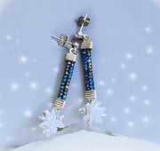 Snowflake Ball Earrings, Snowflake  Earrings, Glittering Swarovski Earrings, Statement Earrings, Fancy Party Earrings, Holiday Earrings