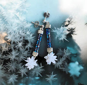 Snowflake Ball Earrings, Snowflake  Earrings, Glittering Swarovski Earrings, Statement Earrings, Fancy Party Earrings, Holiday Earrings