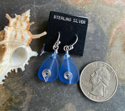 Sea Glass Earrings,Light Blue Sea Glass Earrings in STERLING SILVER, Beach Glass Jewelry, Sea glass Dangling Earrings,Beach Wedding Jewelry