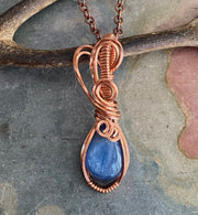 Kyanite Necklace, Kyanite Earirngs, Wire Wrapped kyanite Earrings, Kyanite Healing Earrings,  Raw kyanite Jewelry, Blue Kyanite Earrings