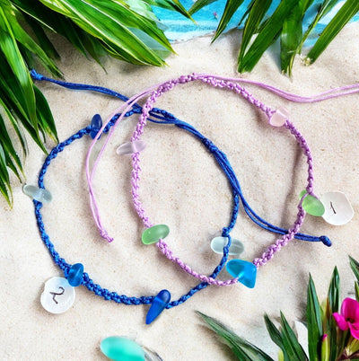 Adjustable Sea Glass Macrame Anklets, Sea Glass Ankle Bracelet, Blue Green Ankle Bracelet, Nautical Sea Glass Bracelet, Sea Glass Jewelry