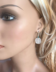 White Semi transparent Sea Glass Silver Earrings-Recycled Glass Earrings in Sterling silver Earwires, Beach Weddings, Sea Glass  earrings