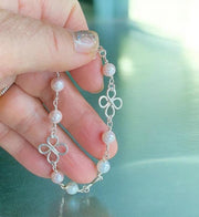 Clover Bracelet in Sterling Silver, St Patrick's Bracelet, Wire Wrapped Celtic Clover Bracelet, Gifts for Her, Lucky Clover Bracelet