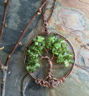 Peridot Tree of Life Necklace, August Birthtone Tree of Life Necklace,Wire Wrapped Tree of life Necklace,Tree of life necklace gifts for mom