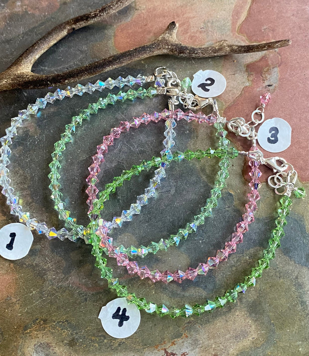 Crystal Bracelets, Swarovski Crystal Anklet/Bracelets in Sterling Silver, April Birthstone, Wedding/Bridesmaid Crystal Bracelets,