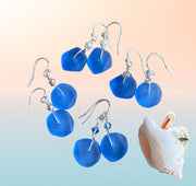 Blue Sea Beach Glass Earrings in Sterling Silver Earwires, Blue Sea Glass Earrings, Beach Weddings, Blue earrings-You Pick Your Favorite