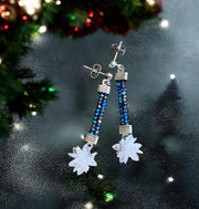 Snowflake Ball Earrings, Snowflake  Earrings, Glittering Swarovski Earrings, Statement Earrings, Fancy Party Earrings, Holiday Earrings