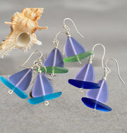 Sailboat Sea Glass Earrings, Periwinkle Sea Glass Earrings Sea Glass Earrings, Beach Wedding, Beach glass Dangle earrings, Sea Glass Jewelry