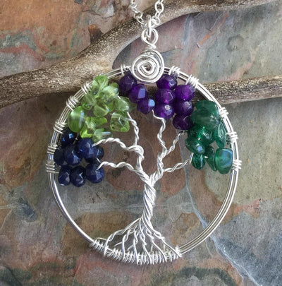 Custom Tree of Life Necklace,Custom Tree of Life sterling silver,Birthstone Tree of Life Necklace,