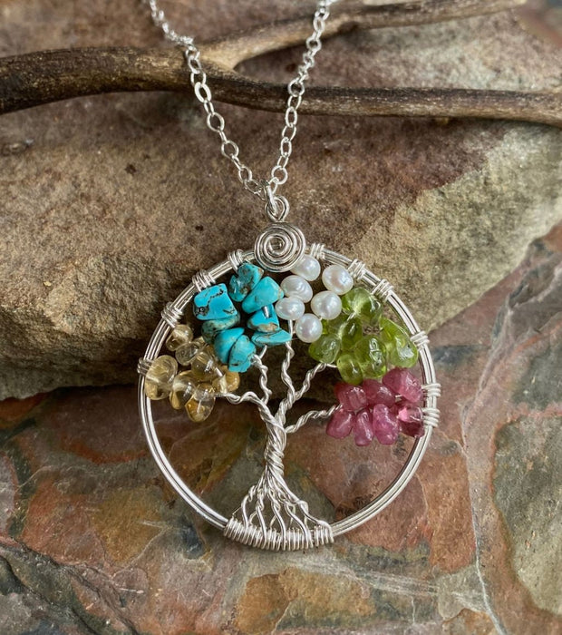Custom Tree of Life Necklace,Custom Tree of Life sterling silver,Birthstone Tree of Life Necklace,