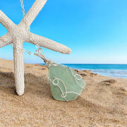 Natural Beach Glass Necklace, Seafoam Green  Beach Glass Necklace, Wired Sea Glass Jewelry, Gifts for Beach lover, Ocean inspired Pendant