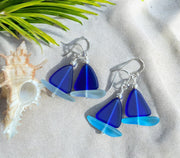 STERLING SILVER Sailboat Sea Glass Earrings, Cobalt Blue Sea Glass Earrings, Blue Sea Glass Earrings, Beach Weddings,, Sea glass