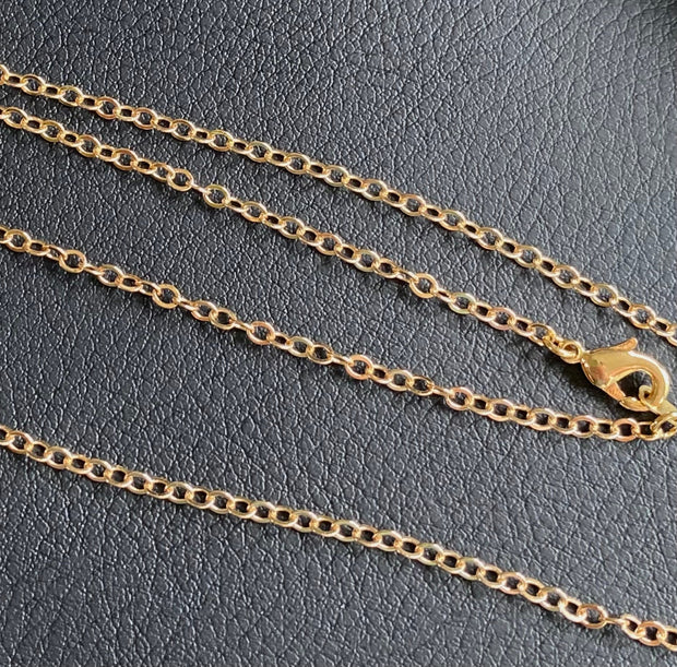 SOLDERED/CLOSED Light Gold finished Chain, Gold plated Cable Necklace Chain, Choose the Length and Style, Chain for the Pendant Necklace.