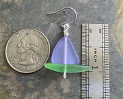Sailboat Sea Glass Earrings, Periwinkle Sea Glass Earrings Sea Glass Earrings, Beach Wedding, Beach glass Dangle earrings, Sea Glass Jewelry
