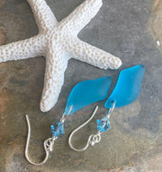 Wire wrapped Sea Glass Jewelry in Sterling Silver, Sea Glass Silver Earrings, Dangling Earrings ,Beach Weddings, Sea Glass  earrings