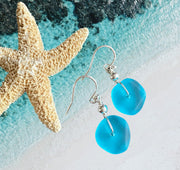 Turquoise Blue Beach Glass Jewelry, Blue Sea Glass  Necklace and Earrings in Sterling Silver, Sea Glass Necklace,  Sea Glass Jewelry SET,